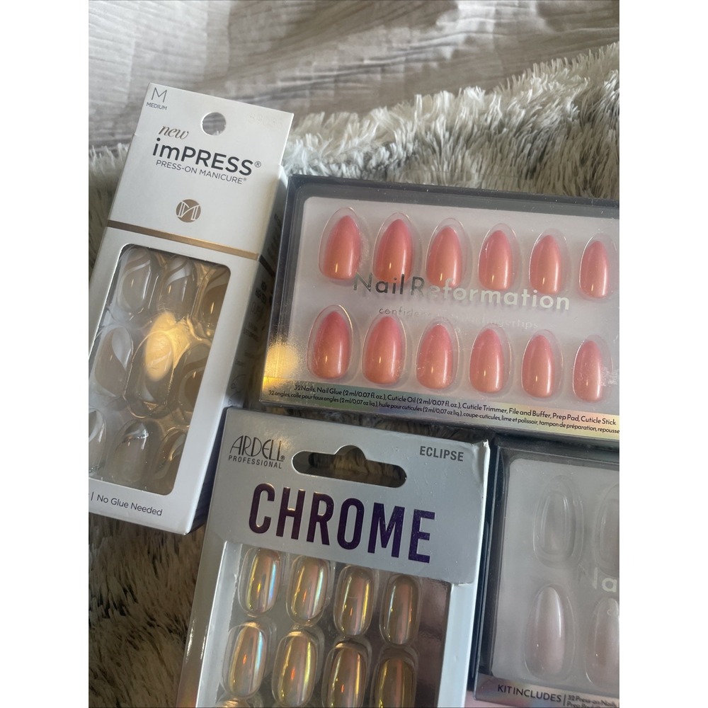 Press On Nails Lot Of 11 Glamnetic Nail Reformation Almond Pinks Vsalon Medium - Picture 6 of 8